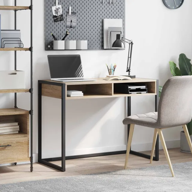 vidaXL Bureau Sonoma Bewerkt hout 100 x 50 x 75 cm bruin, foto 2