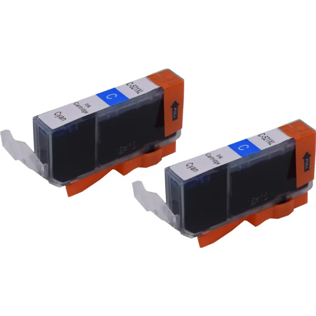 KATRIZ huismerk inkt voor|Canon CLI-521C |11ml | ( 2stuks) - Met chip Cyaan
