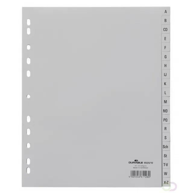 Durable Tabbladen A4 20-delig bedrukte tabs A-Z (Duits) PP