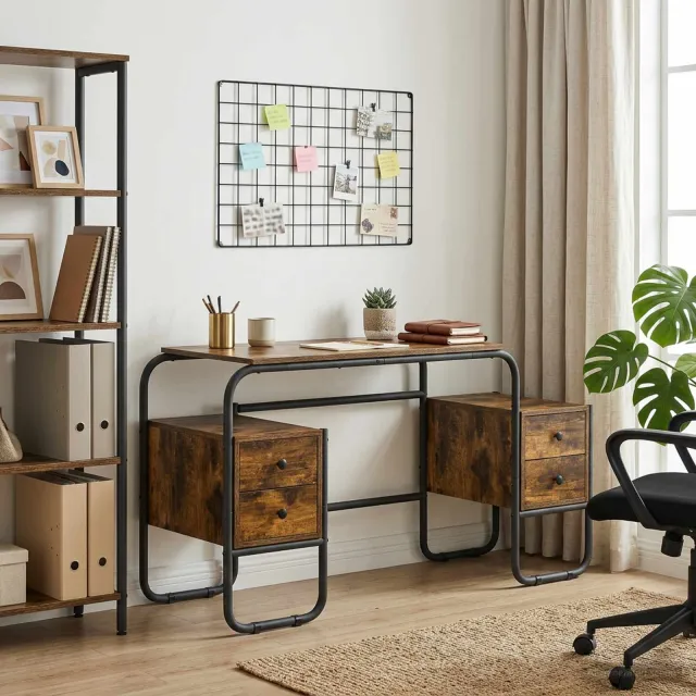 vidaXL Bureau met opbergruimte Gerookt eiken 145 x 50 x 75 cm, foto 2