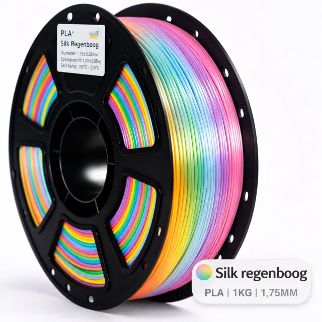 Koppelprint PLA Silk Filament – Regenboog – 1.75mm – 1KG - Koppelprint Silk Regenboog