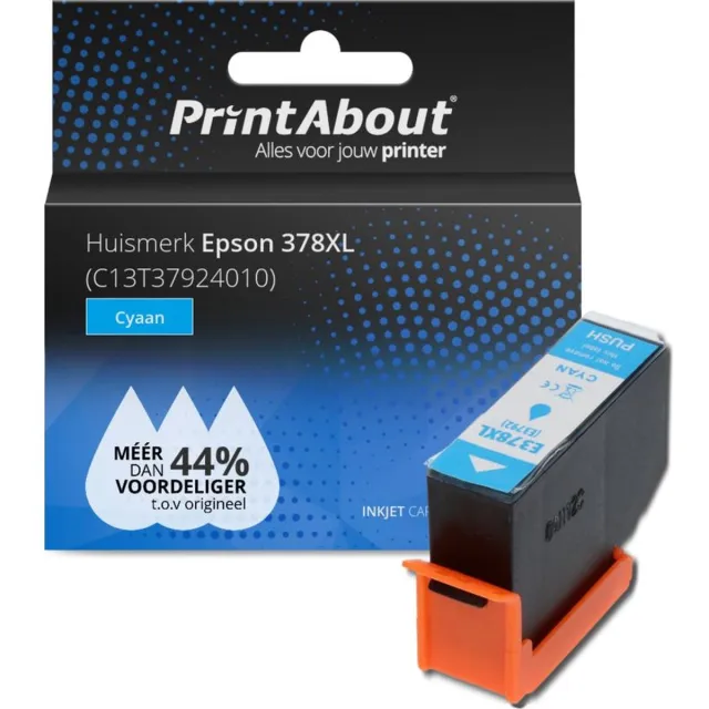 PrintAbout Huismerk Epson 378XL (C13T37924010) Inktcartridge Cyaan Hoge capaciteit