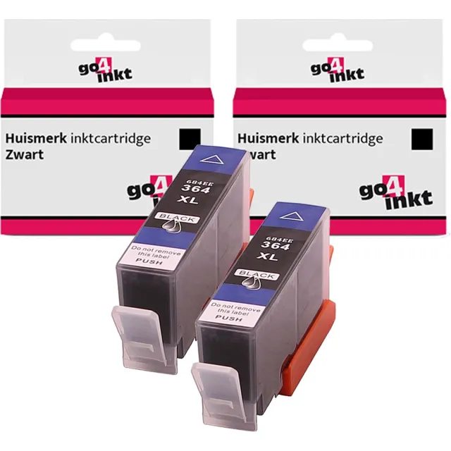 Go4inkt compatible met HP 364(XL) twin pack inkt cartridges zwart bk - 2 stuks 2x Zwart