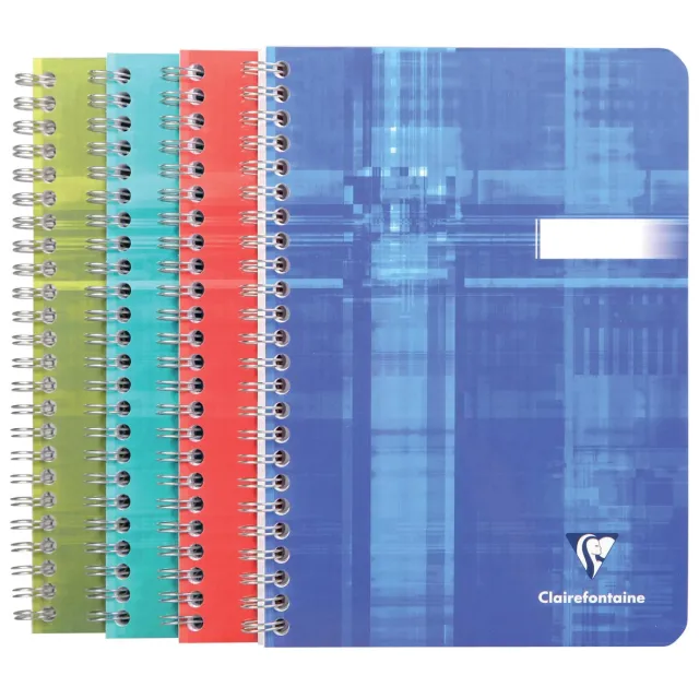 Clairefontaine schrift ft 14,8 x 21 cm, 180 bladzijden, gelijnd, spiraalbinding, geassorteerde kleuren blauw