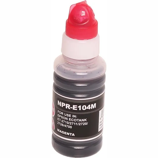 ABC huismerk navulflesje voor Epson 104 magenta geschikt voor EcoTank ET2710 ET2711 ET2712 ET2714 ET2715 ET2720 ET2721 ET2726 ET4700