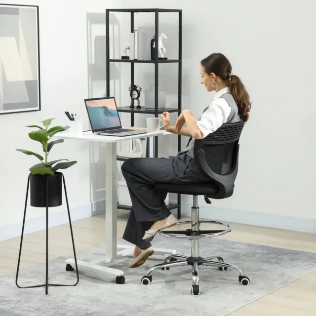 HAUSS SPOLE Bureaustoelen - Ergonomische Bureaustoel Met Hoog Bürostuhldesign - Verstelbare Voetsteun, Draaibaar Voor Kantoor - 59×59×126 cm - Polyester - Zwart