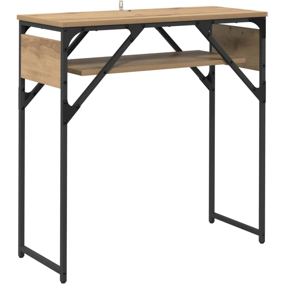 vidaXL Consoletafel Artisan Eiken Bewerkt hout 75x30x75cm, foto 3