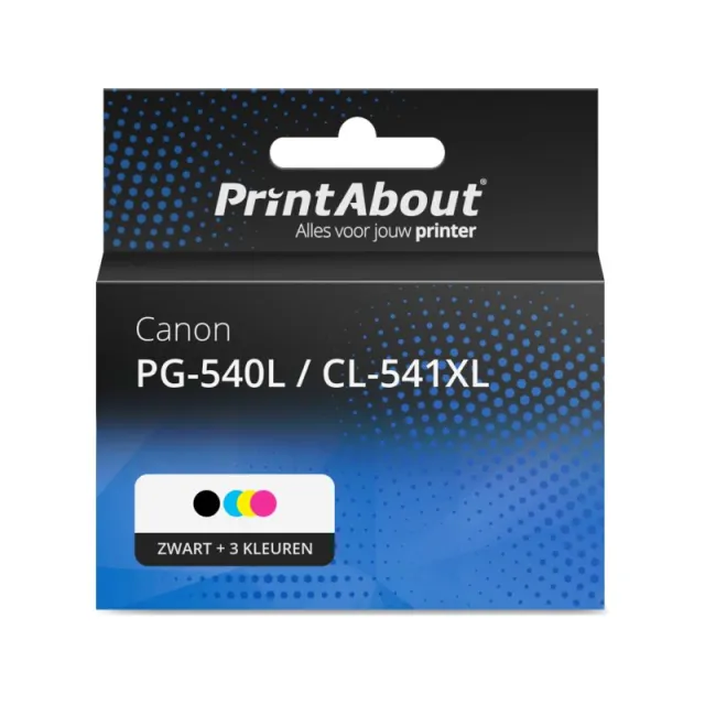 PrintAbout huismerk Inktcartridge PG-540L / CL-541XL Zwart + 3 kleuren Multipack Hoge capaciteit Geschikt voor Canon