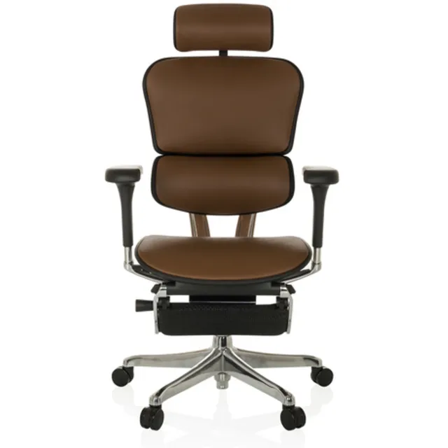 hjh office Bureaustoel / Directiestoel ERGOHUMAN PLUS LEGPRO GEN2 Leder met beensteun mesh lichtbruin hjh OFFICE