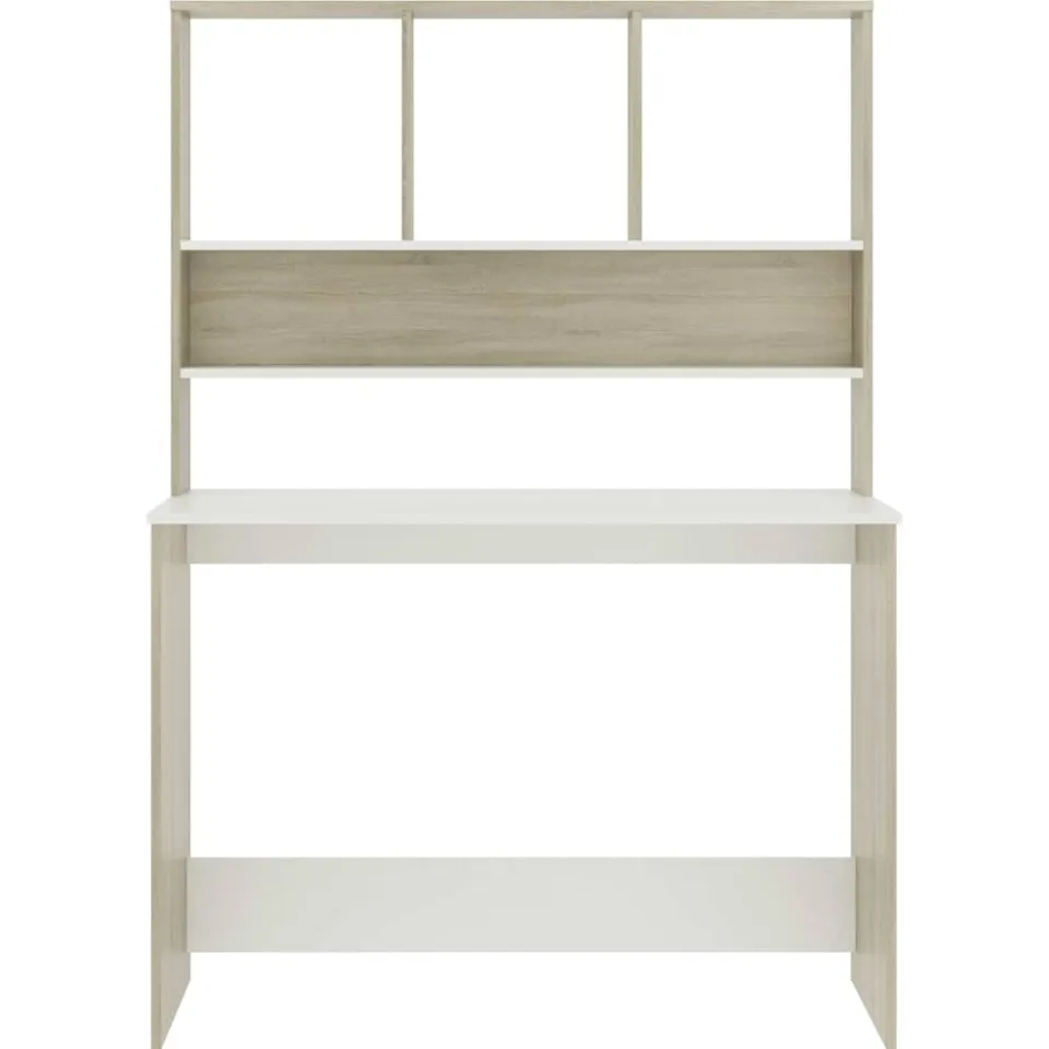 vidaXL Bureau met schappen 110x45x157cm bewerkt hout wit en eikenkleur Meerkleurig