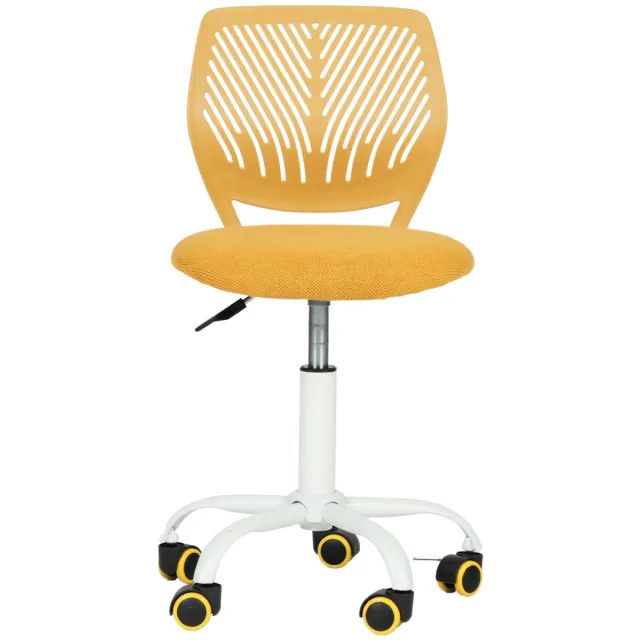Imperatoris Bureaustoel zonder Armleuningen – Draaistoel met Wielen – Linnen Bureaustoel met Lendensteun – Make-up Stoel / Fauteuil voor Slaap- en Studeerkamer Lime Yellow