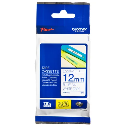 Brother Labeltape Brother P-touch TZe-233 standaard 12mm blauw op wit