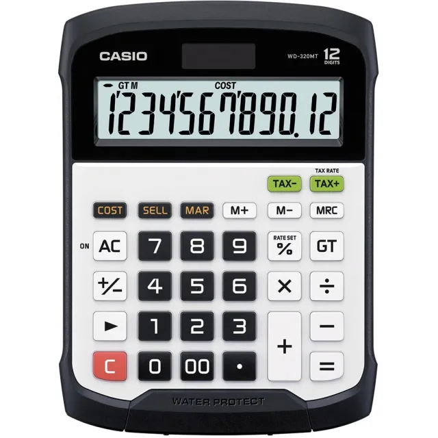 Casio waterbestendige bureaurekenmachine WD-320MT wit
