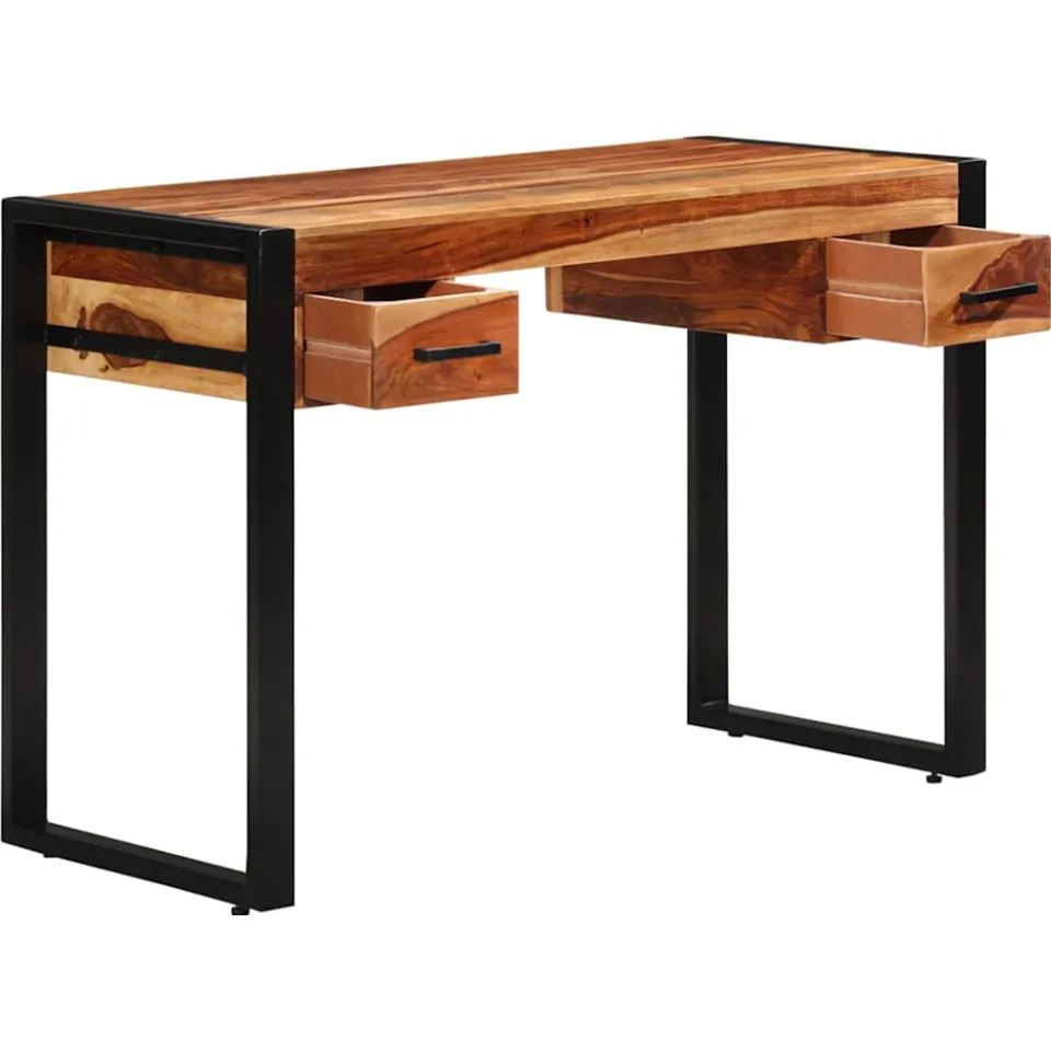 vidaXL Bureau met 2 lades 110x50x77 cm massief acaciahout bruin, foto 3