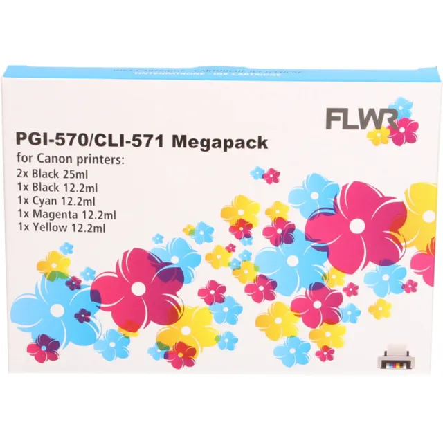 FLWR Cartridges / Canon PGI-570 / CLI-571 Megapack / / Geschikt voor Canon 2x zwart XL
