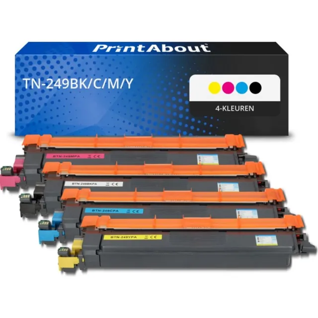 PrintAbout huismerk Toner TN-249BK/C/M/Y 4-kleuren Multipack geschikt voor Brother