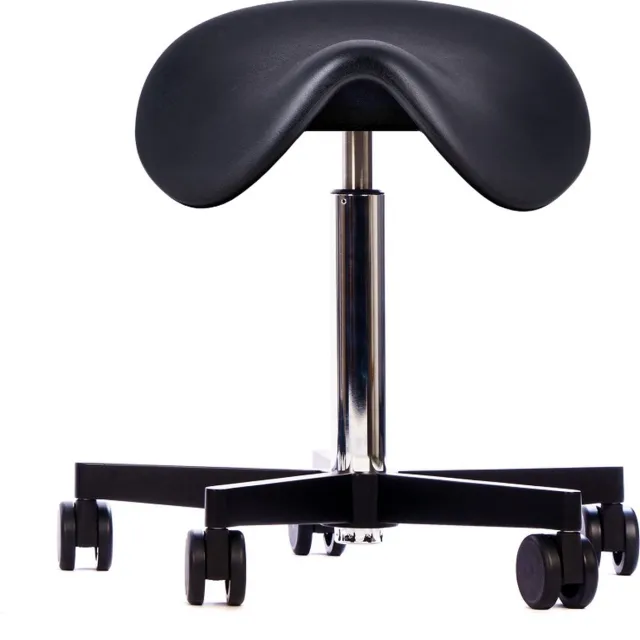 OKAPI® Aero PU zadelkruk kappersfiets zwart met Large gasveer en met Normaal zadel werkstoel kapperskruk Zwart large