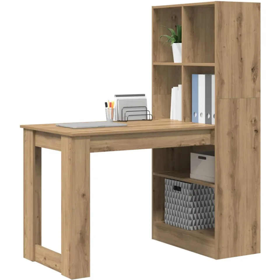 vidaXL Bureau Artisan Eiken 122 x 67 x 145 cm Bewerkt hout Bruin