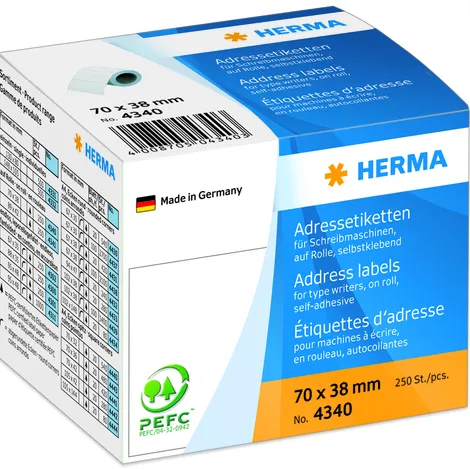 Herma Etiket HERMA adres 4340 70x38mm op rol wit 250 stuks