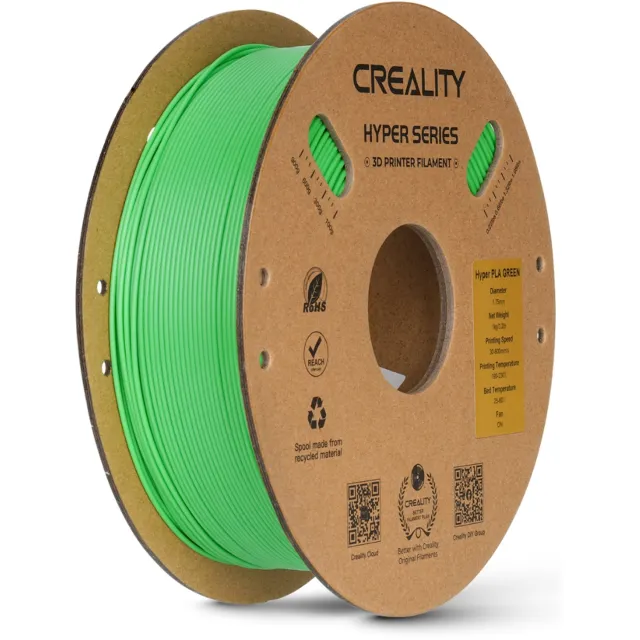 Creality Hyper PLA 3D-Printer Filament 1,75 mm - Universeel - 1 kg - Snel Printen tot 600 mm/s - Klitvrij Gewikkeld - Groen