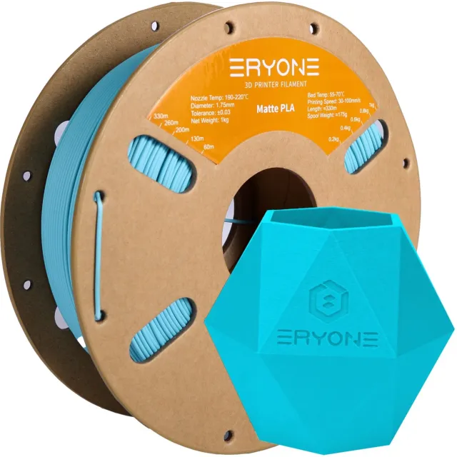 Eryone Mat Blauw - PLA Filament - 1Kg 1.75mm - Vor 3D-printer en 3D-pen - Matte Aqua Blue