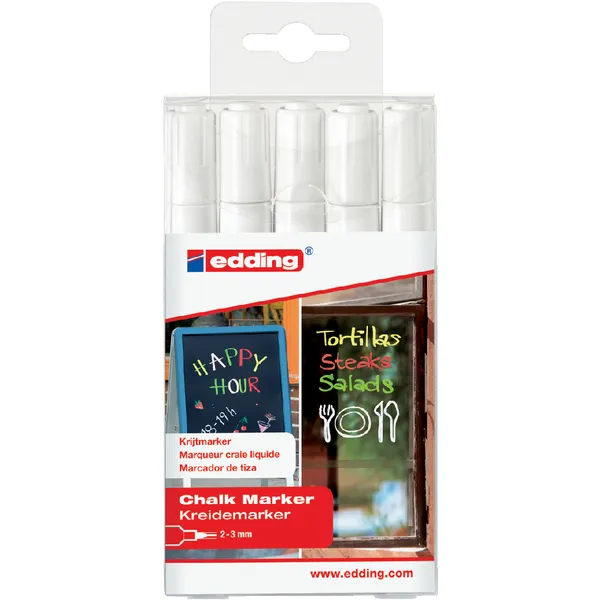 Edding Krijtstift edding 4095 rond 2-3mm wit blister à 5 stuks