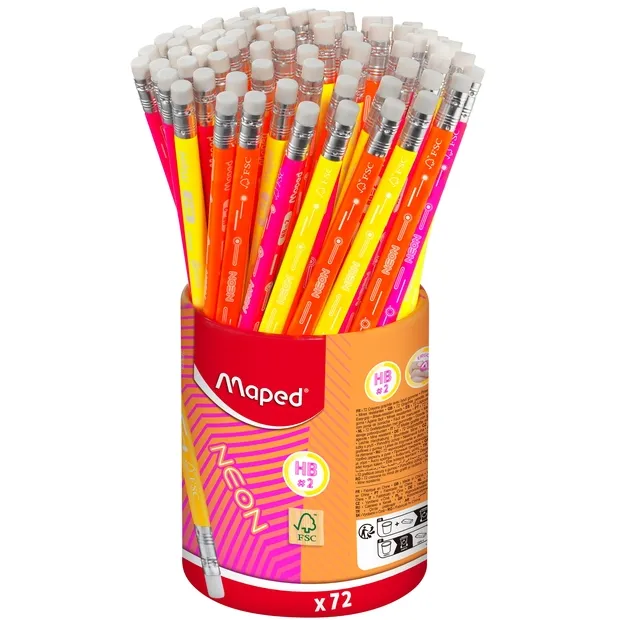 Maped Potlood Maped Neon met gum assorti