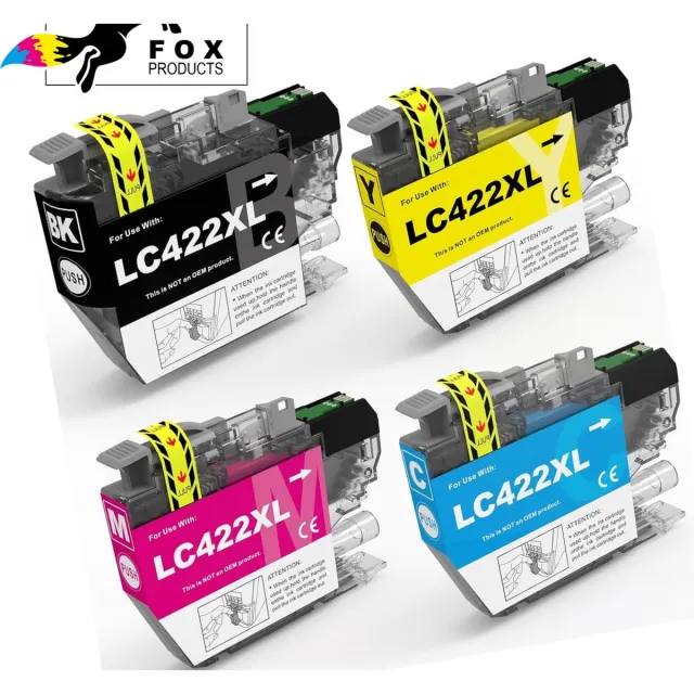 FoxProducts 4 stuks LC-422XL LC-422 LC422 LC422XL CMYK - Cartridge- multipack geschikt voor Brother - DCP-J5340DW DCP-J5345DW DCP-J5740DW DCP-J6540DW DCP-J6940DW LC-422VAL Cyan, Magenta, Yellow, Zwart