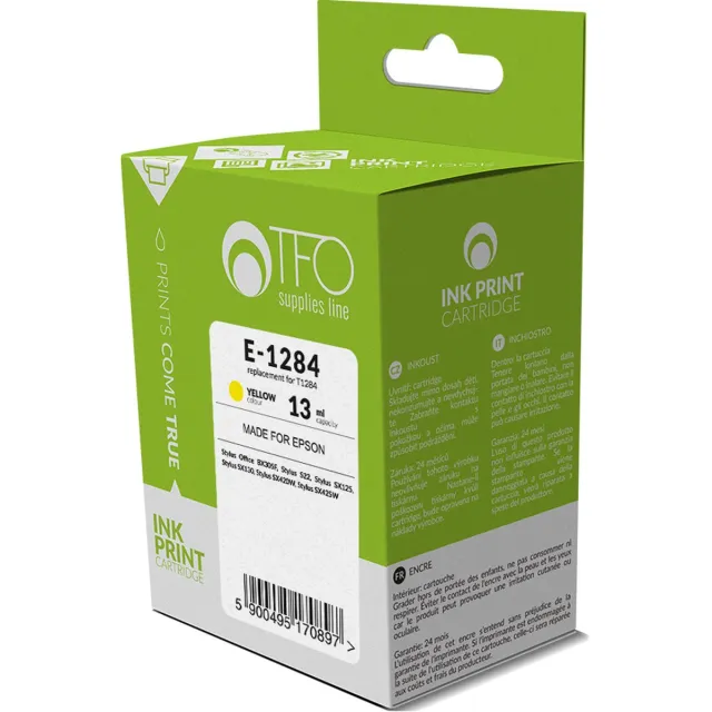 TelForceOne Epson Inkt/Toner cartridge E-1284 - Vervangt T1284 - Geel - Geschikt voor Epson Stylus Office BX305F, Epson Stylus Office BX305FW, Epson Stylus Office BX305FW Plus, Epson Stylus S22, Epson Stylus SX125, Epson Stylus SX130, Epson Stylus SX230