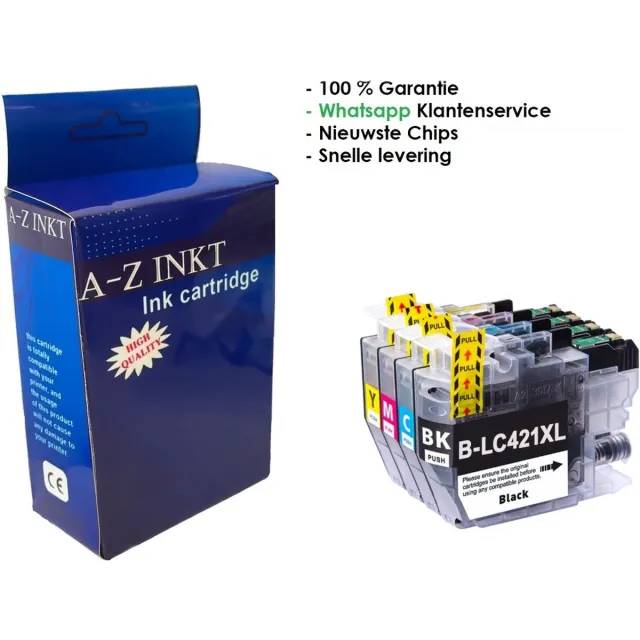 AtotZinkt premium huismerk Inktcartridges Multipack 4 stuks voor Brother LC421XL | Geschikt voor Brother DCP-J1050DW - MFC-J1010DW - DCP-J1140DW