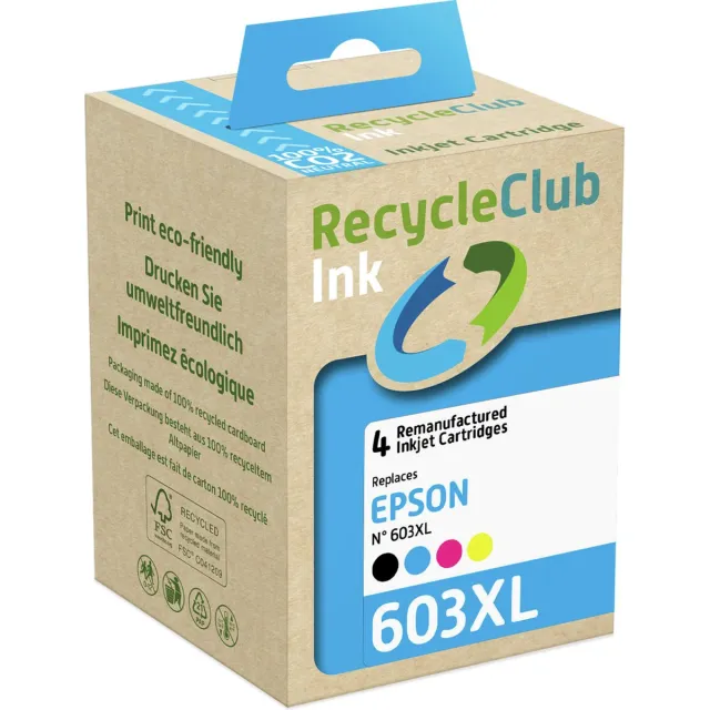 RECYCLECLUB K10539RC inktcartridge 4 stuk(s) Compatibel Hoog (XL) rendement Zwart, Cyaan, Magenta, Geel Zwart;Cyaan;Magenta;Geel