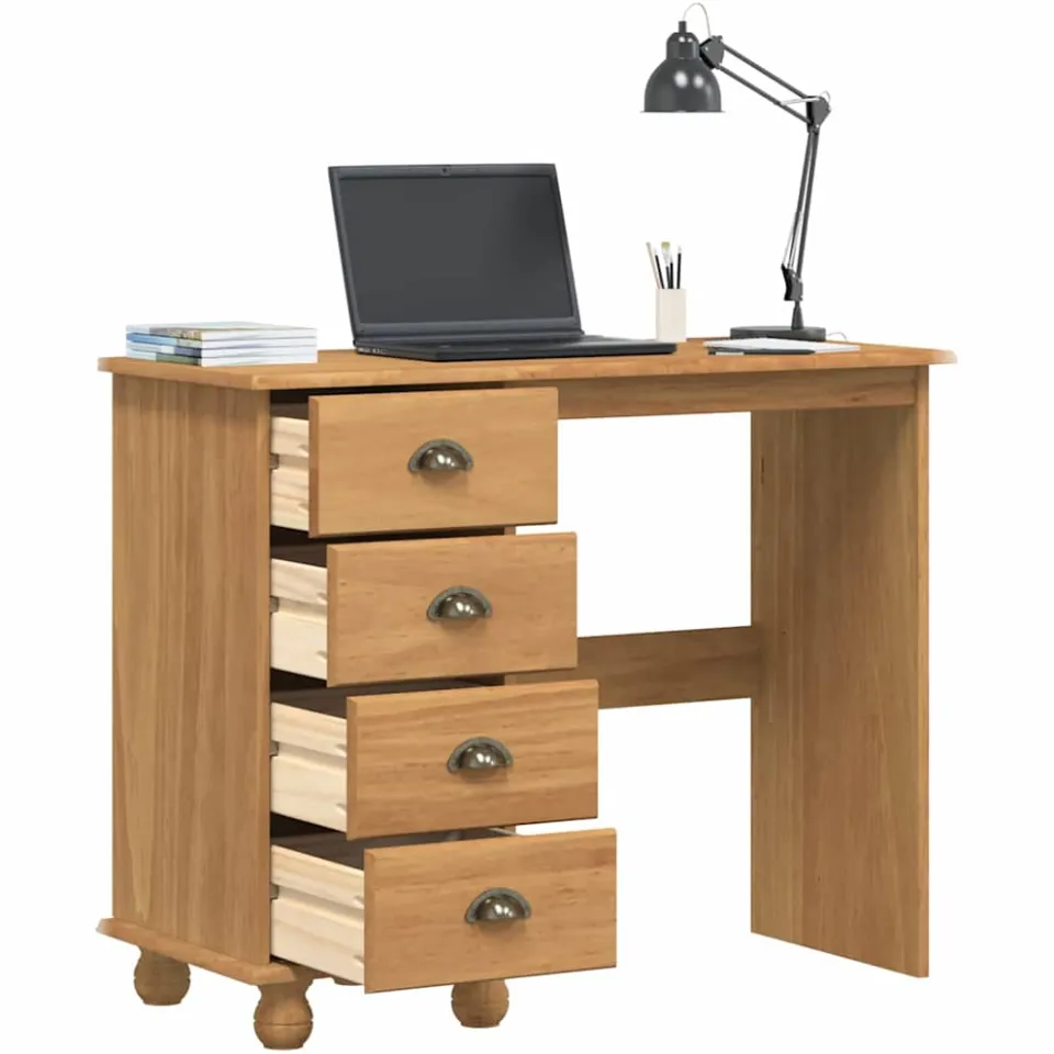 vidaXL Schrijfbureau ASKIM Bruin 95 x 40 x 75 cm Massief grenenhout