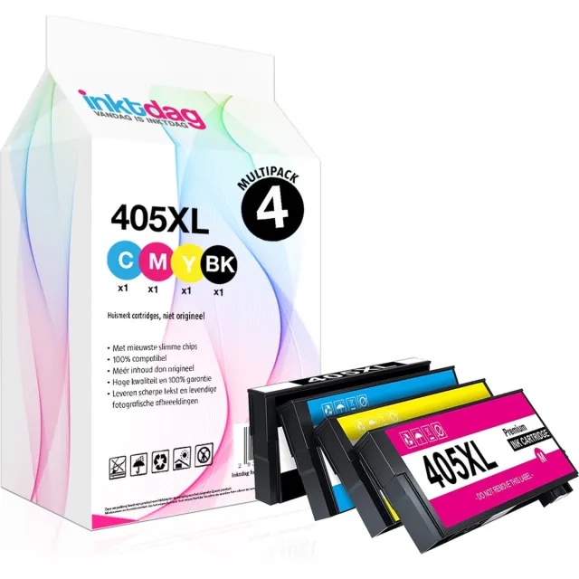inktdag inktcartridges voor Epson 405XL multipack, Epson 405xl inkt van 4 kleuren geschikt voor printers Epson WorkForce Pro WF-3820 DWF, WF-3825 DWF, WF-4820 DWF, WF-4825 DWF,WF-4830 DTWF, WF-7830 DTWF, WF-7835 DTWF, WF-7840 DTWF 1 x Zwart (25 ml)