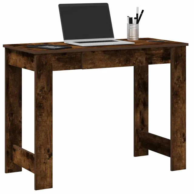 vidaXL Bureau 100x45x75 cm bewerkt hout gerookt eikenkleurig, foto 2