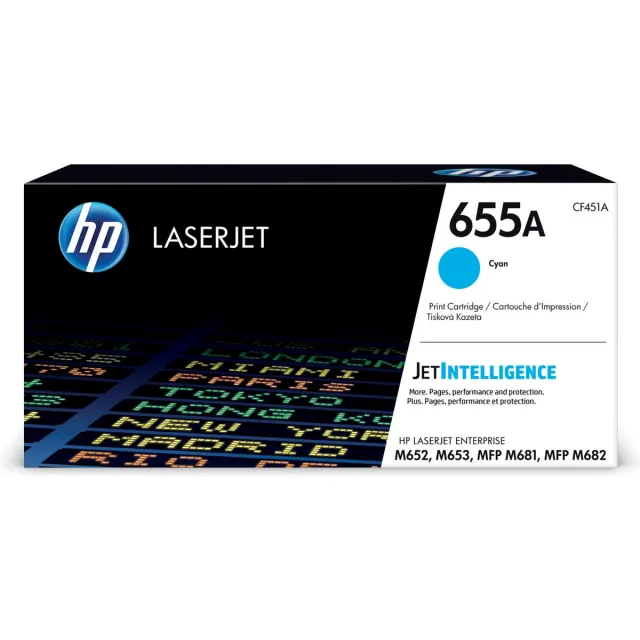 Hp toner 655A, 10 500 pagina's, OEM CF451A, cyaan