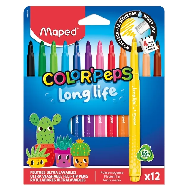 Maped Viltstift Maped Color'Peps Long Life 2.0 set à 12 stuks assorti