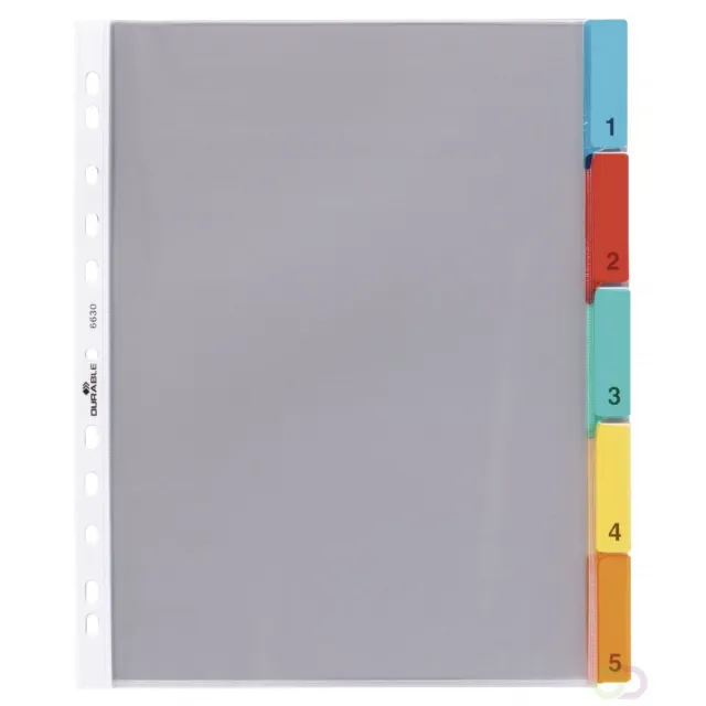 Durable Hoes met tabs A4 5-delig met gekleurde tabs gelast