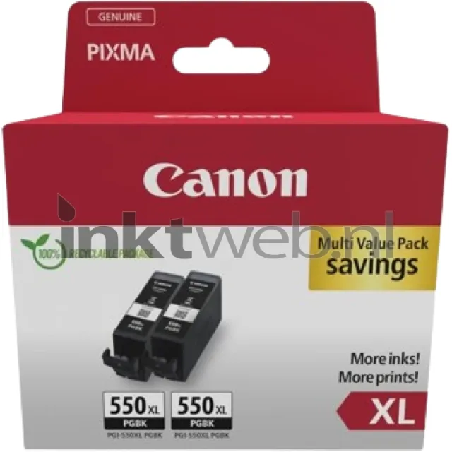Canon PGI-550XL twinpack zwart (Origineel Hoge Capaciteit)