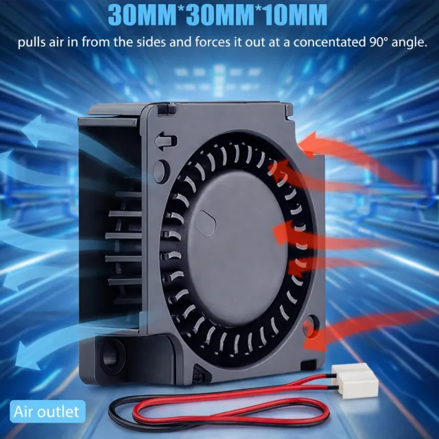 3Dvoordeel.nl 3010mm 1xTurbo Blower Fan DC 24V – 30x30x10 mm – 2-Pin – Koelventilator Radiale fan radiaal ventilator 3010 ventilator
