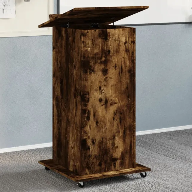 vidaXL Lessenaar met wielen en lade 55x55x107 cm hout gerookt eiken, foto 2