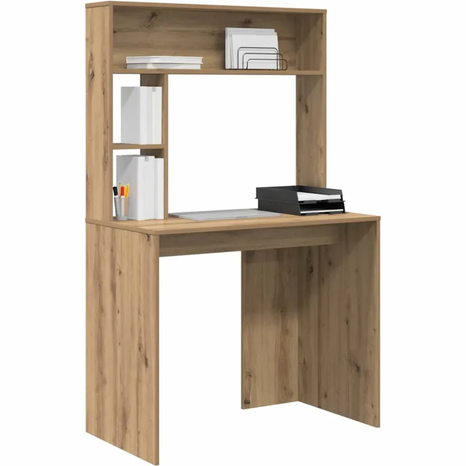 vidaXL Bureau Artisan Eiken 91 x 50 x 149 cm Bewerkt hout Bruin