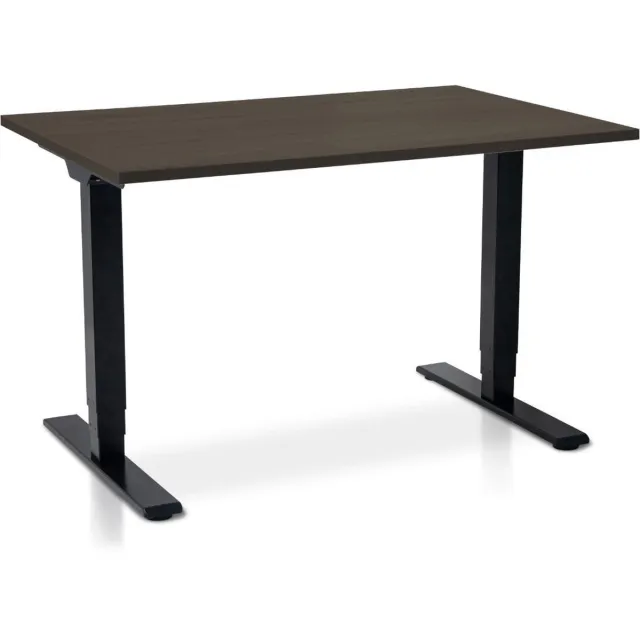 Multi Ratio Zit-sta bureau elektrisch verstelbaar - MRC COMFORT NEN-EN 527 | 120 x 80 cm | frame zwart - blad bruin eiken | 130 cm hoog | 100KG draagvermogen Zwart frame