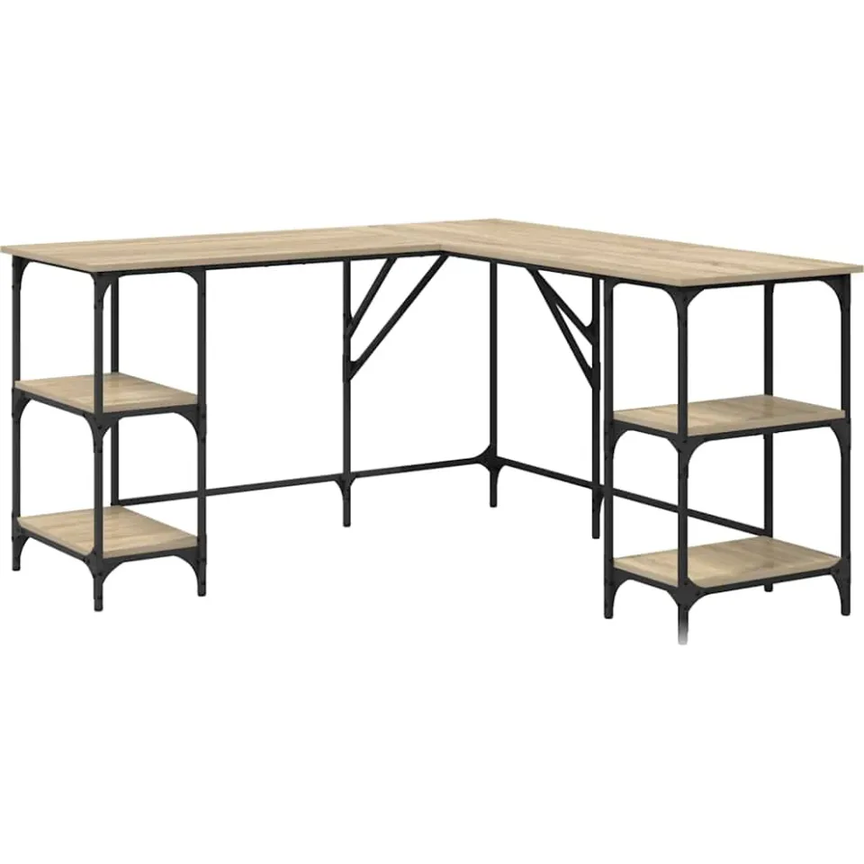 vidaXL Bureau 139x139x75 cm bewerkt hout sonoma eikenkleurig Bruin
