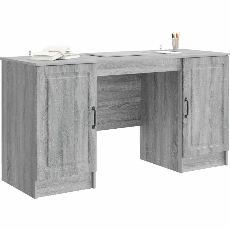 vidaXL Bureau Grijs sonoma 142,5 x 50 x 75 cm Bewerkt hout