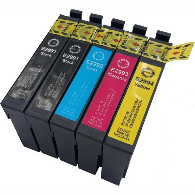 KATRIZ huismerk inkt voor Epson 2x T2991XL BK + 1x T2992XL C + 1x T2993XL M + 1x T2994XL Y |(5stuks)|Epson Expression Home XP235/XP245 /XP247 /XP255 /XP257 /XP332 /XP335 / XP342 /XP345 /XP352 /XP355 /XP432 /XP435 /XP442/XP445 /XP452 /XP455 Zwart, Cyaan, Magenta, Geel