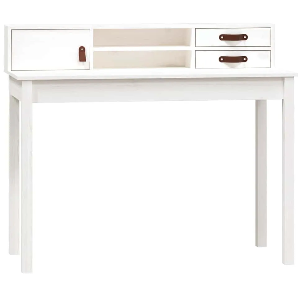 vidaXL Bureau 110x50x93 cm massief grenenhout wit
