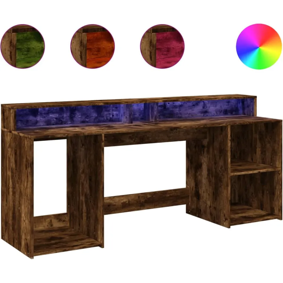 vidaXL Bureau Gerookt eiken 200 x 55 x 91 cm Bewerkt hout Bruin