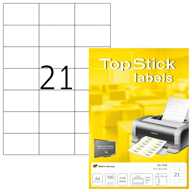 TopStick Etiket TopStick 8708 70x42.3mm wit 2100 stuks