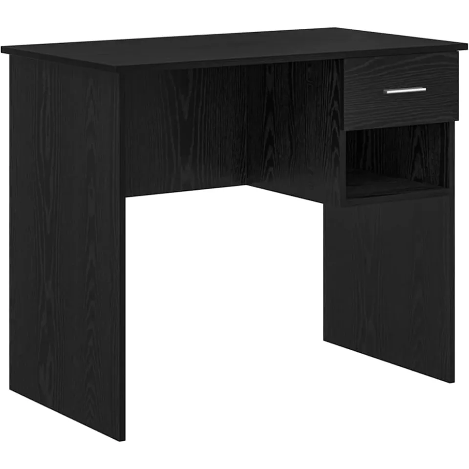 vidaXL Bureau Zwart Eiken 90 x 49 x 75 cm Bewerkt hout, foto 3