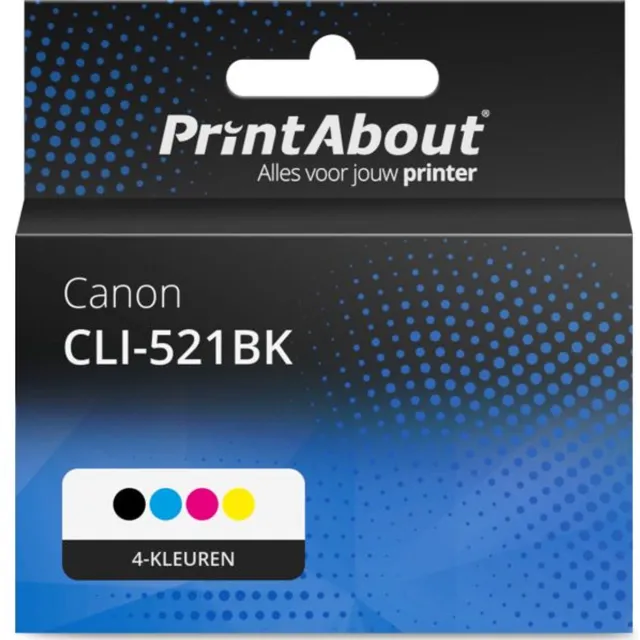 PrintAbout huismerk Inktcartridge CLI-521BK 4-kleuren Multipack geschikt voor Canon